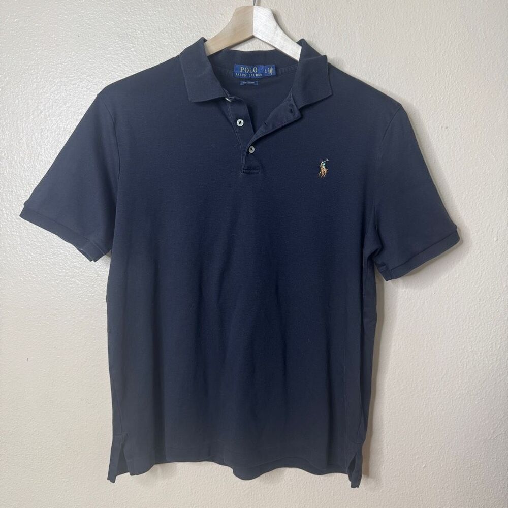 Poll Ralph Lauren Shirt Mens Large Black Polo Short Sleeve Cotton Soft Classic